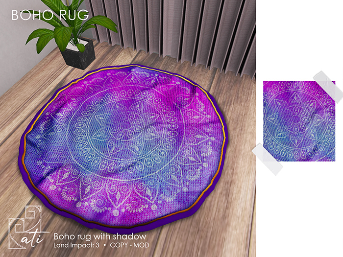 Second Life Marketplace ati Rug Boho purple boho mesh rug